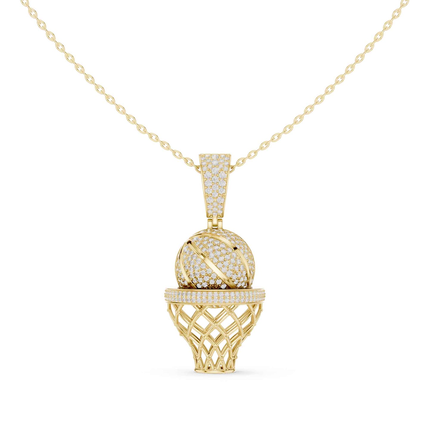 Iced Basketball Hoop Statement Lab Grown Diamond Chain & Pendant