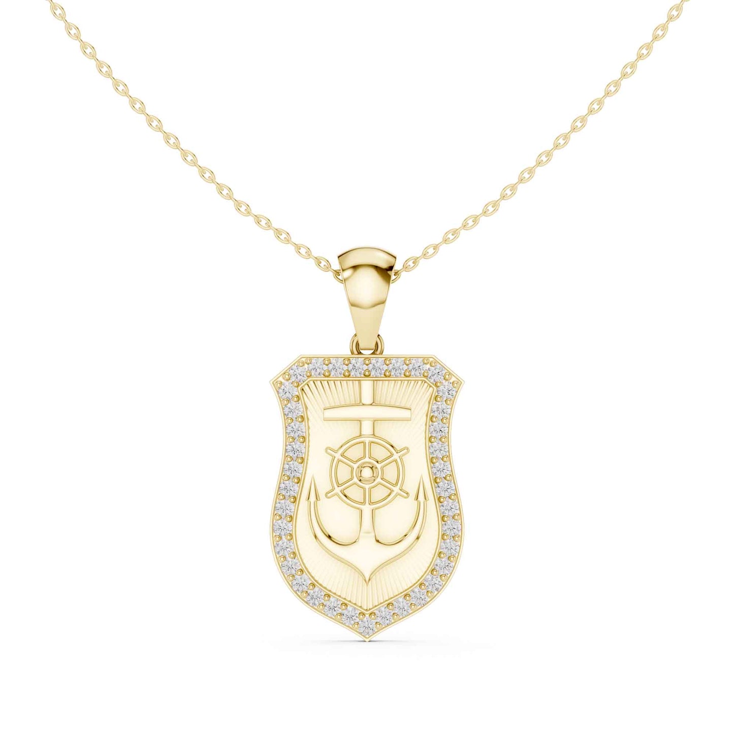 Anchor & Helm Lab Grown Diamond Shield Chain & Pendant