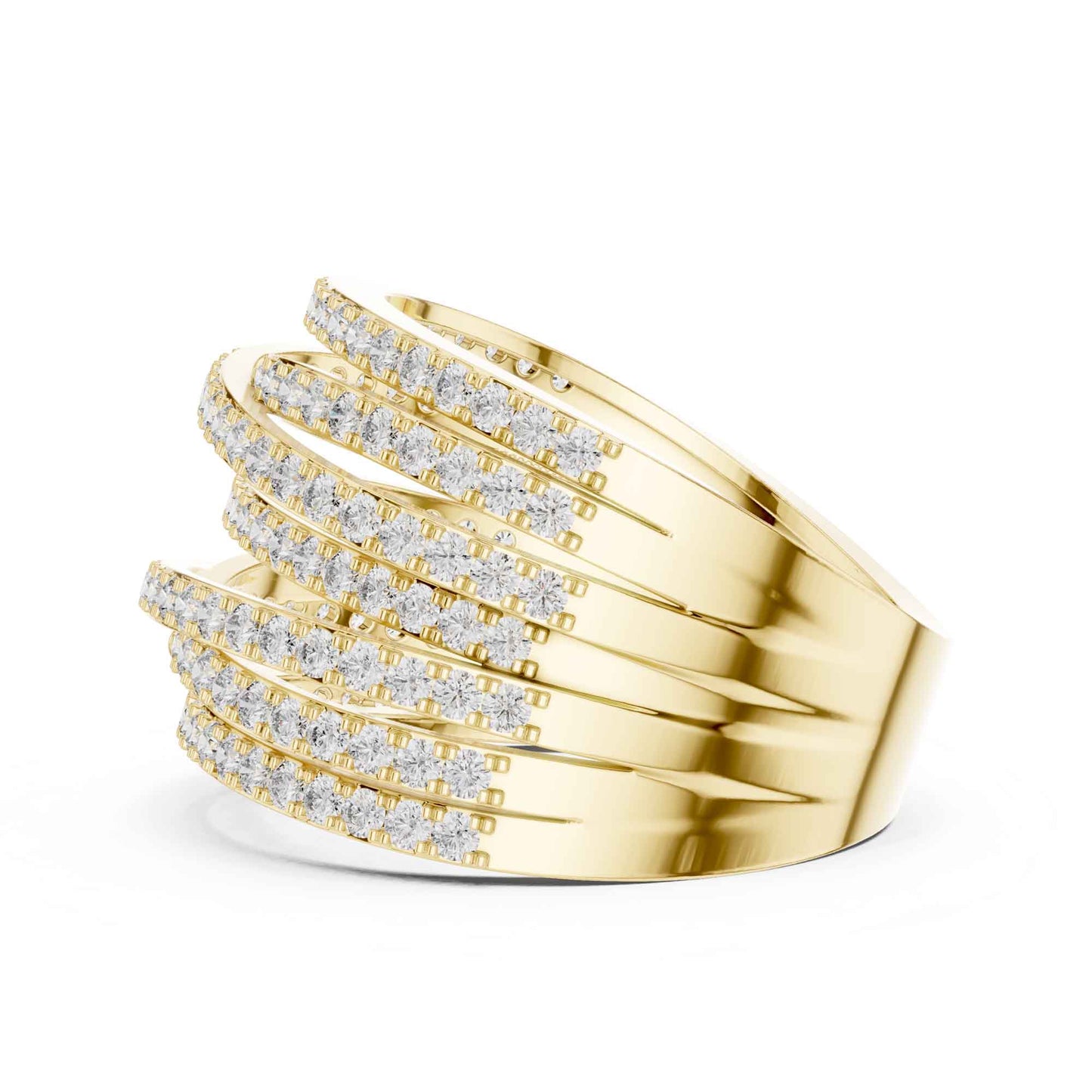 Multi-Row Pavé Lab Grown Diamond Criss Cross Wide Band Ring