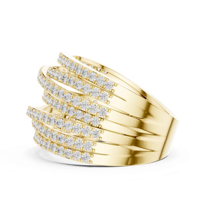 Multi-Row Pavé Lab Grown Diamond Criss Cross Wide Band Ring