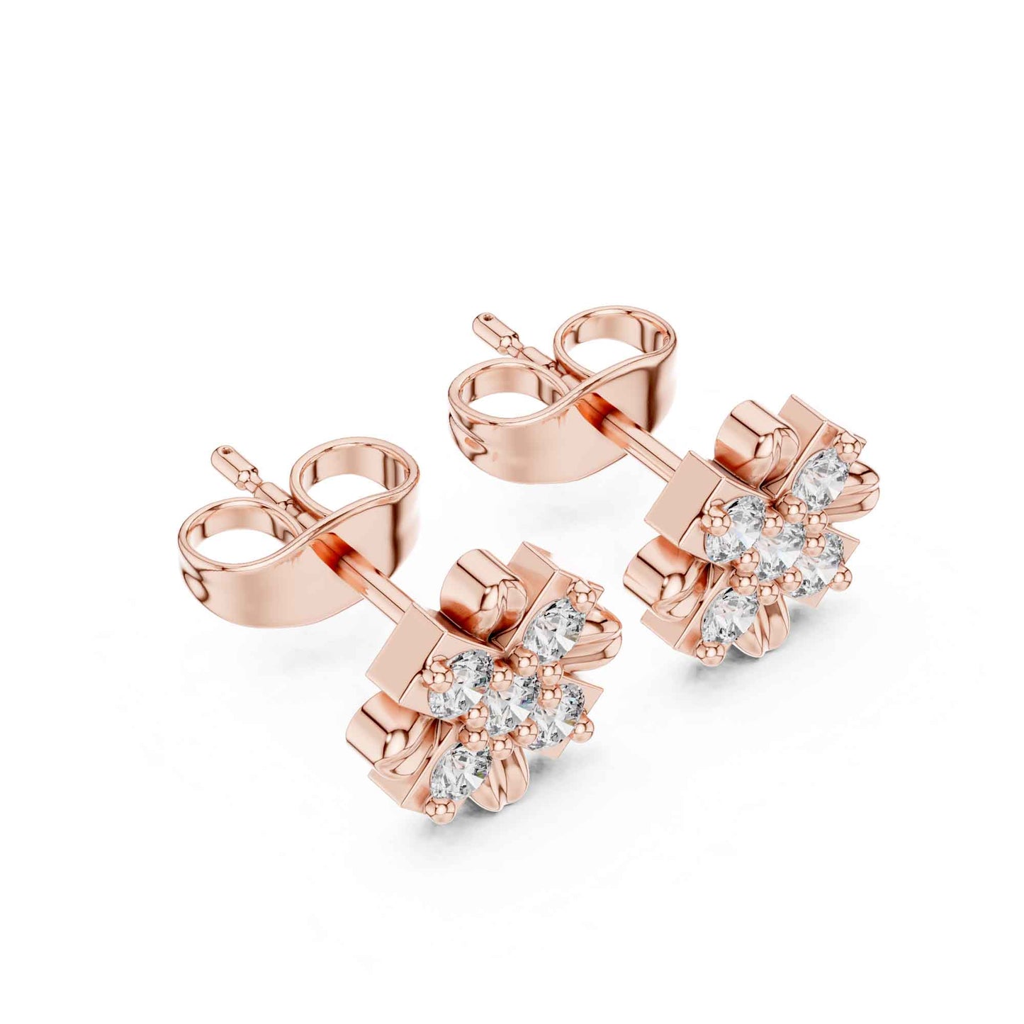 Floral Lab Grown Diamond Cluster Stud Earrings
