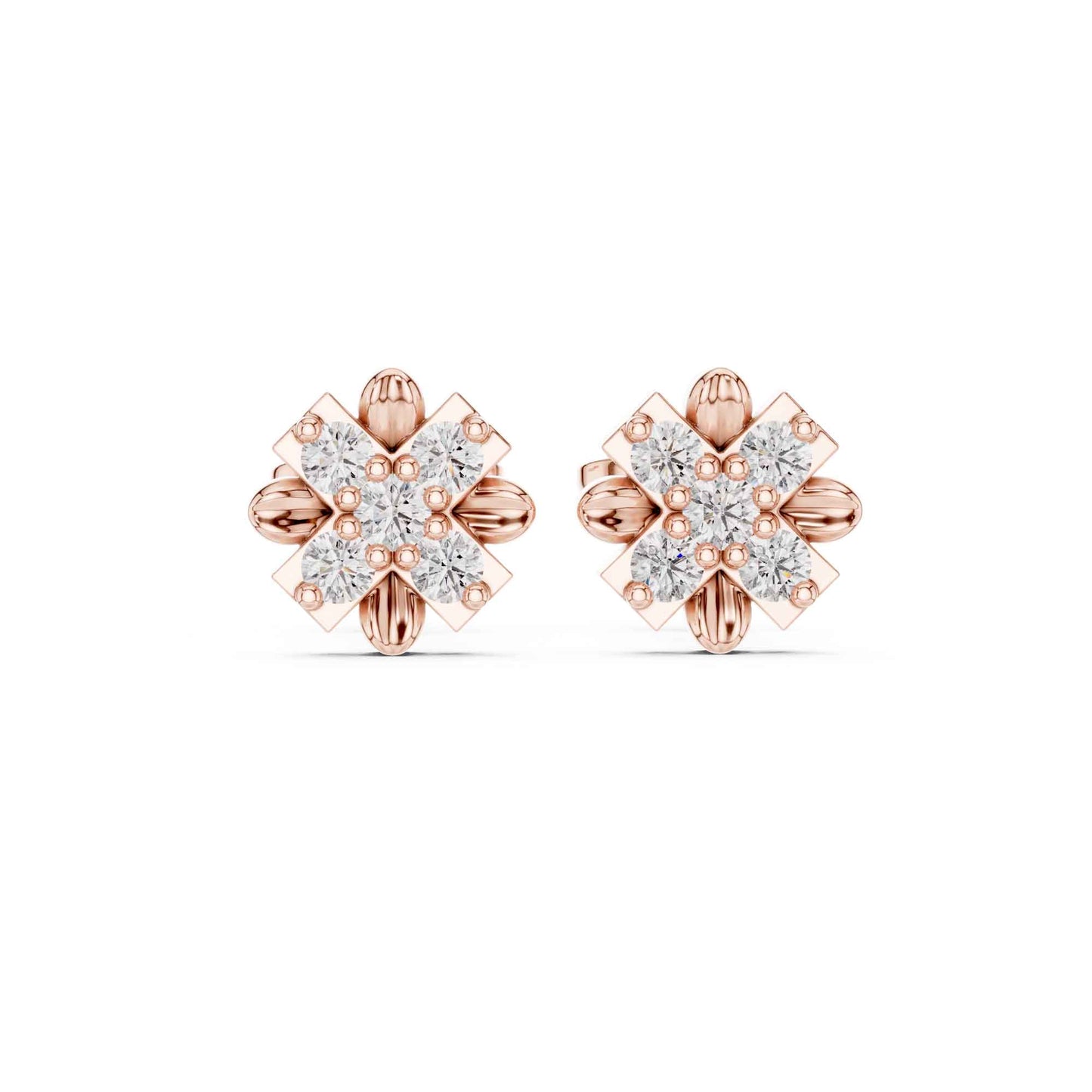 Floral Lab Grown Diamond Cluster Stud Earrings