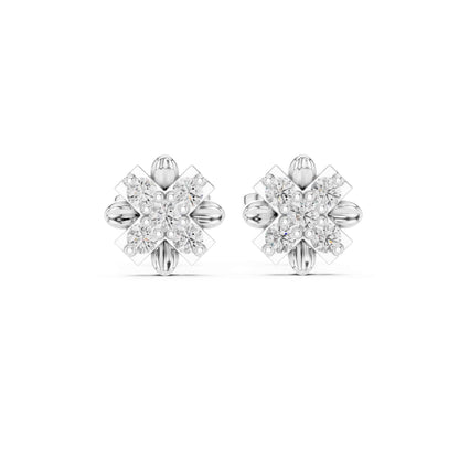 Floral Lab Grown Diamond Cluster Stud Earrings