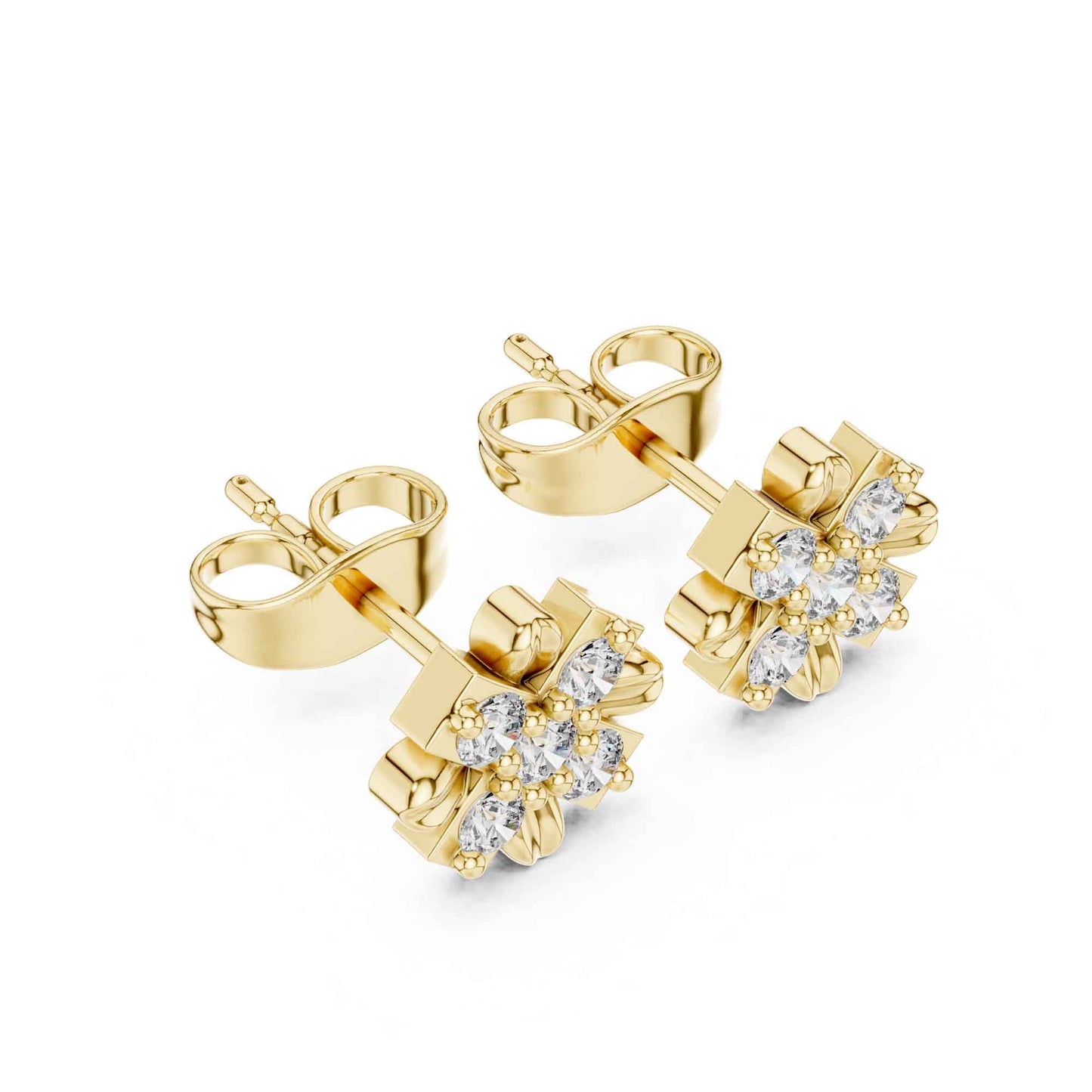 Floral Lab Grown Diamond Cluster Stud Earrings