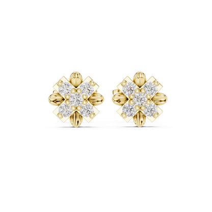Floral Lab Grown Diamond Cluster Stud Earrings