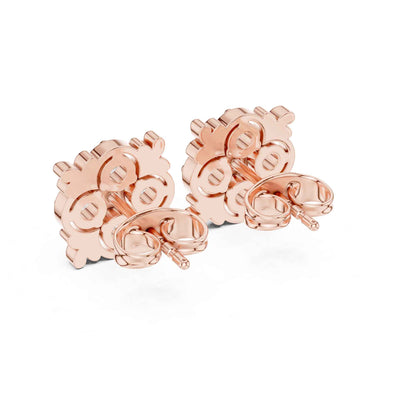 Star Bloom Round Cut Lab Grown Diamond Stud Earrings