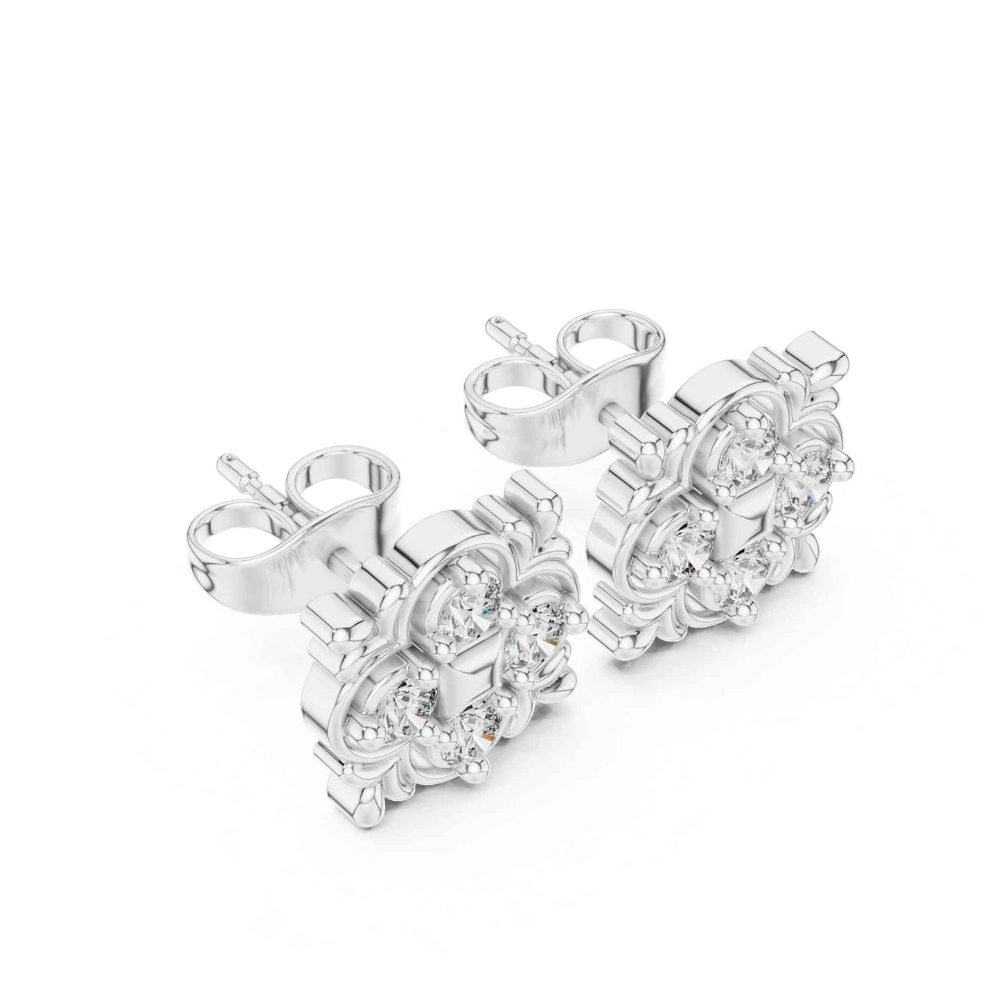 Star Bloom Round Cut Lab Grown Diamond Stud Earrings