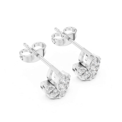 Round Cut Ornate Floral Cluster Lab Grown Diamond Classic Round Halo Stud Earrings
