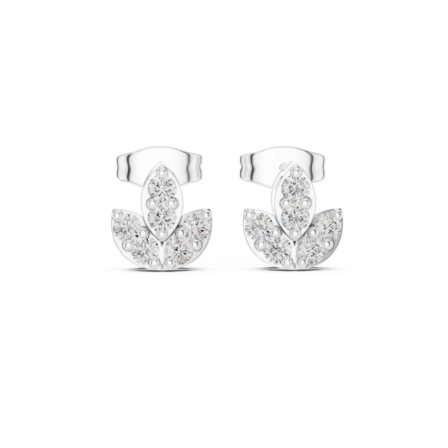 Round Cut Ornate Floral Cluster Lab Grown Diamond Classic Round Halo Stud Earrings