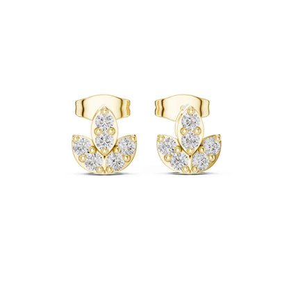 Round Cut Ornate Floral Cluster Lab Grown Diamond Classic Round Halo Stud Earrings
