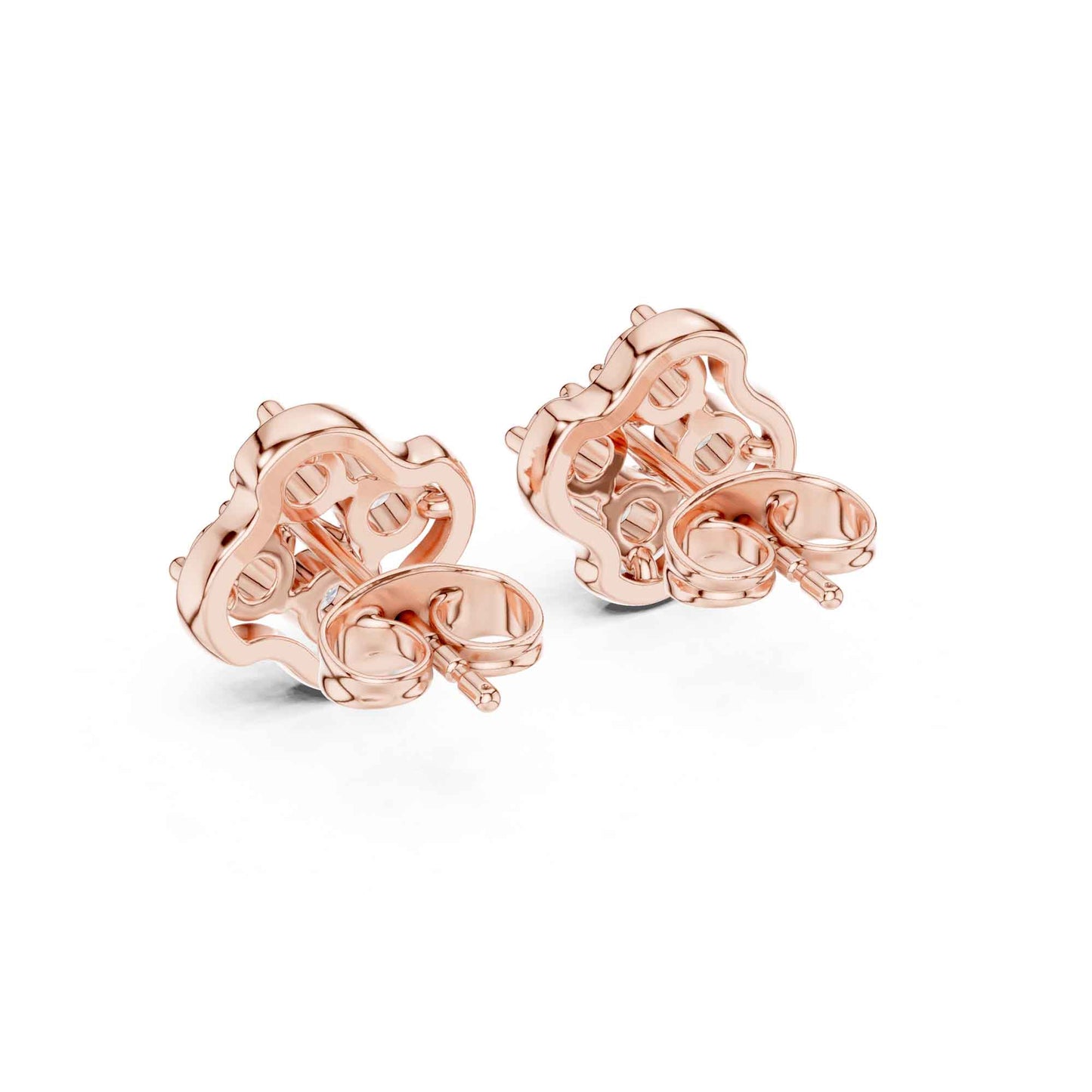 Floral Round Cut Lab Grown Diamond Cluster Stud Earrings