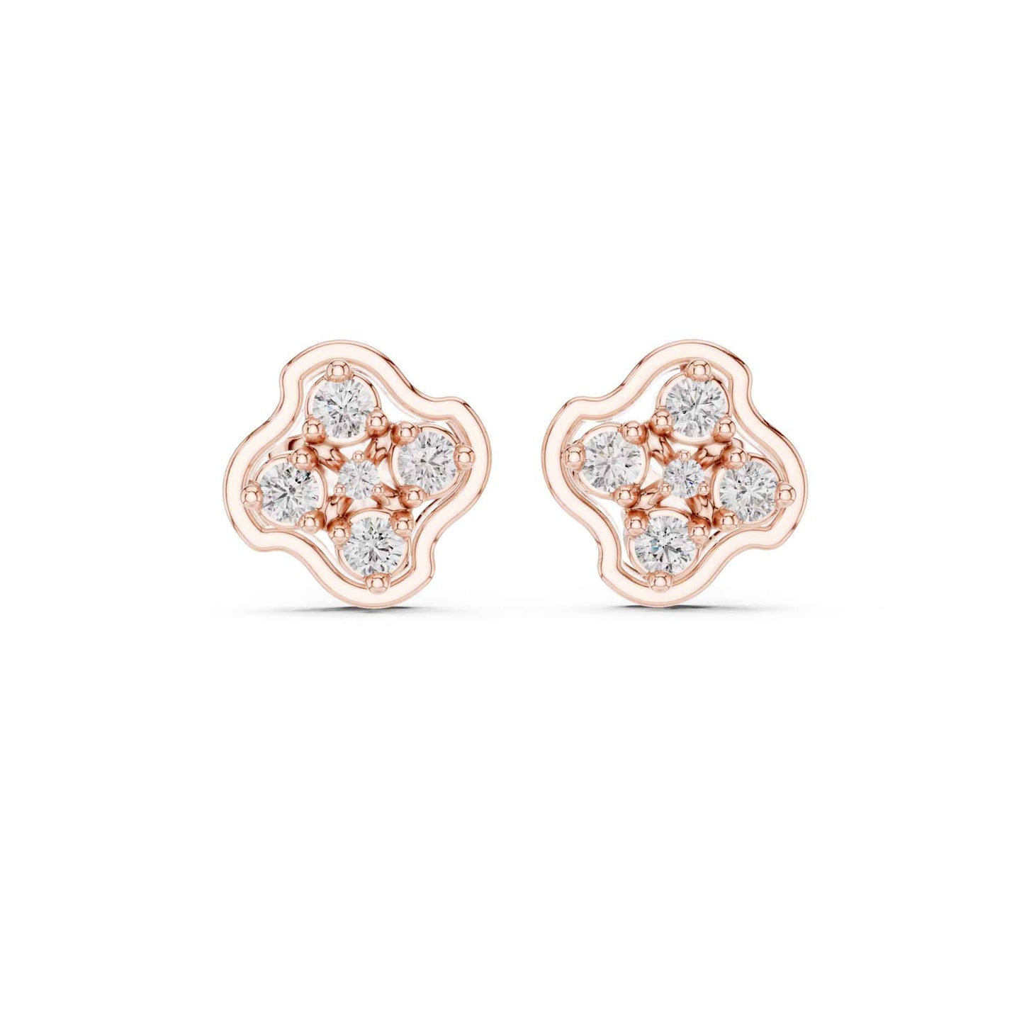 Floral Round Cut Lab Grown Diamond Cluster Stud Earrings