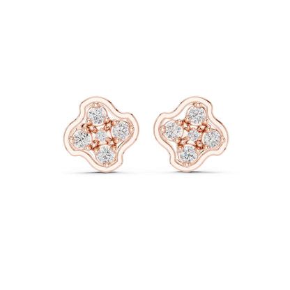 Floral Round Cut Lab Grown Diamond Cluster Stud Earrings