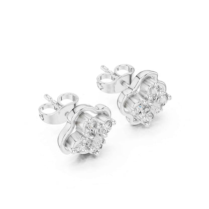 Floral Round Cut Lab Grown Diamond Cluster Stud Earrings