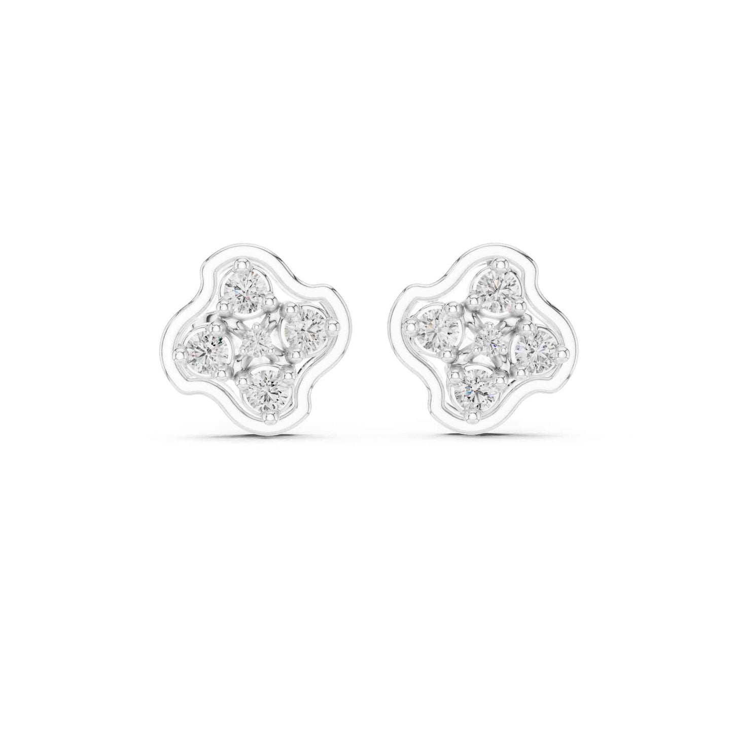 Floral Round Cut Lab Grown Diamond Cluster Stud Earrings