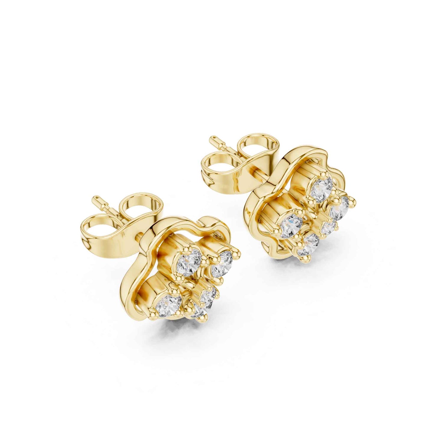 Floral Round Cut Lab Grown Diamond Cluster Stud Earrings