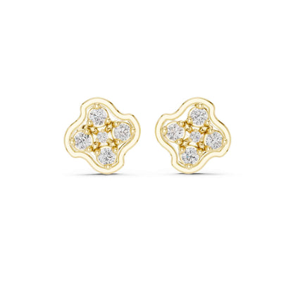 Floral Round Cut Lab Grown Diamond Cluster Stud Earrings