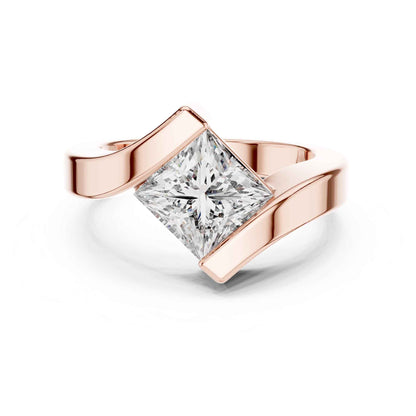 2 Carat Princess Cut Diamond Wrap Solitaire Ring