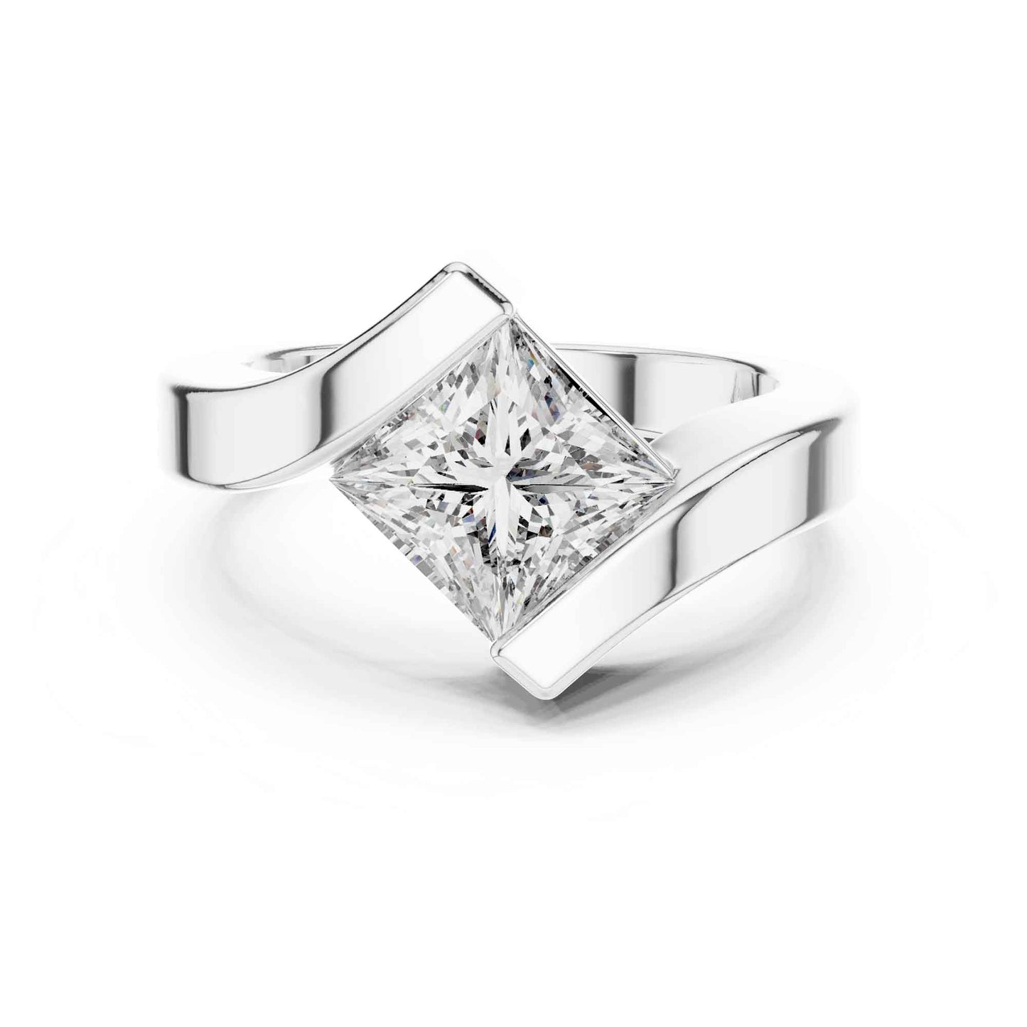 2 Carat Princess Cut Diamond Wrap Solitaire Ring