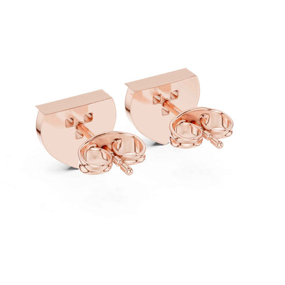 Minimal Triangle Round Cut Lab Grown Diamond Stud Earrings