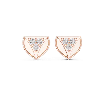 Minimal Triangle Round Cut Lab Grown Diamond Stud Earrings