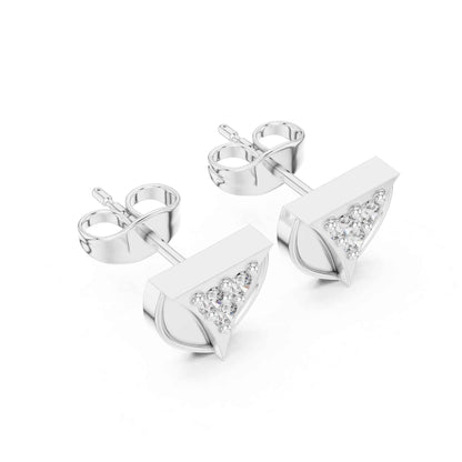 Minimal Triangle Round Cut Lab Grown Diamond Stud Earrings