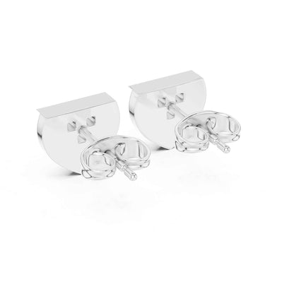 Minimal Triangle Round Cut Lab Grown Diamond Stud Earrings