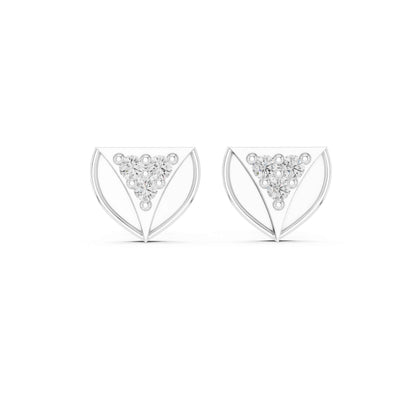 Minimal Triangle Round Cut Lab Grown Diamond Stud Earrings