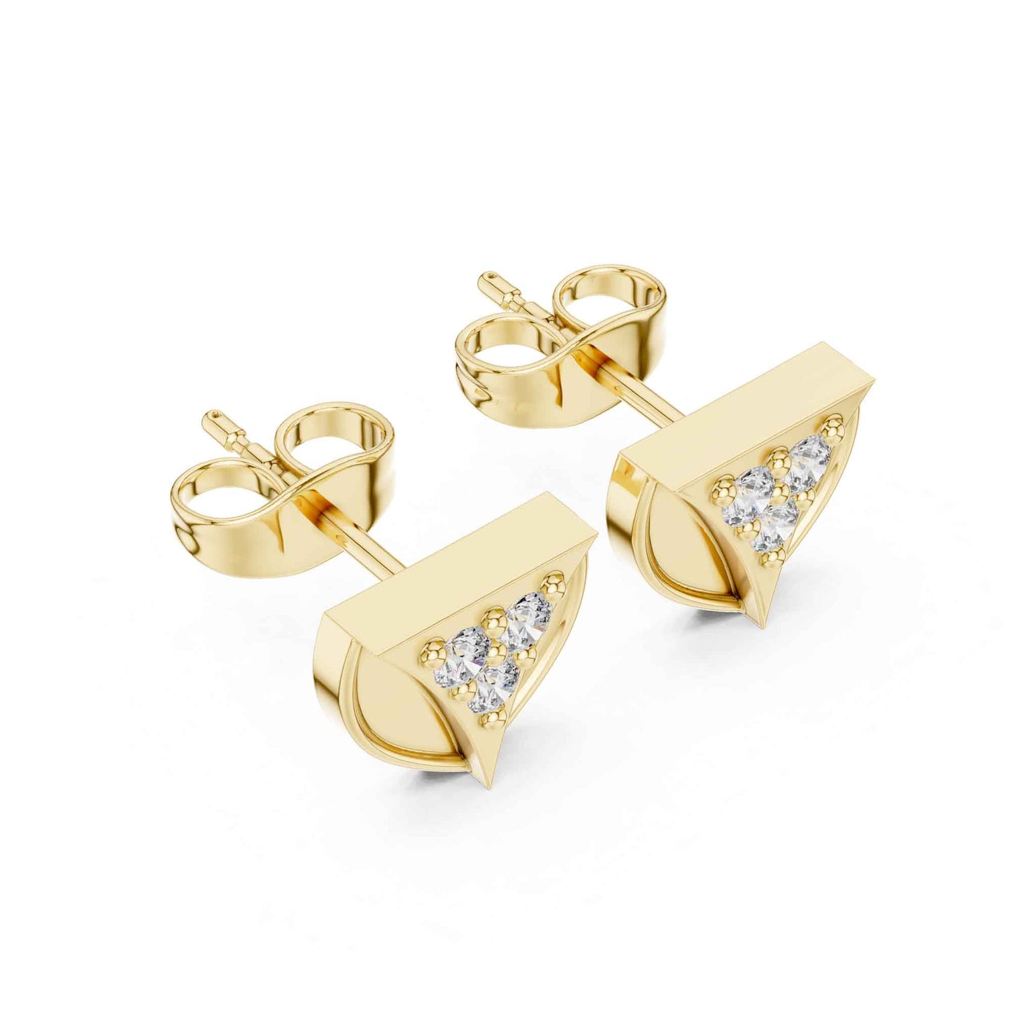 Minimal Triangle Round Cut Lab Grown Diamond Stud Earrings