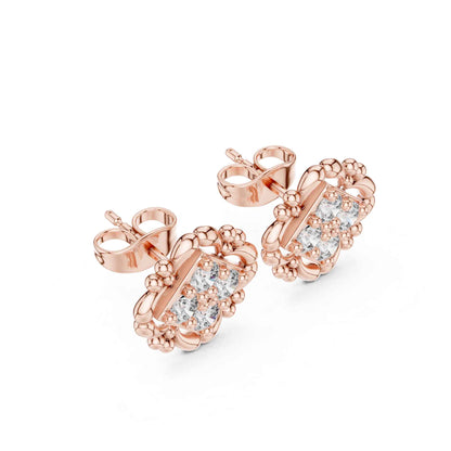 Floral Lab Grown Diamond Cluster Stud Earrings