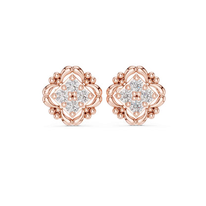 Floral Lab Grown Diamond Cluster Stud Earrings