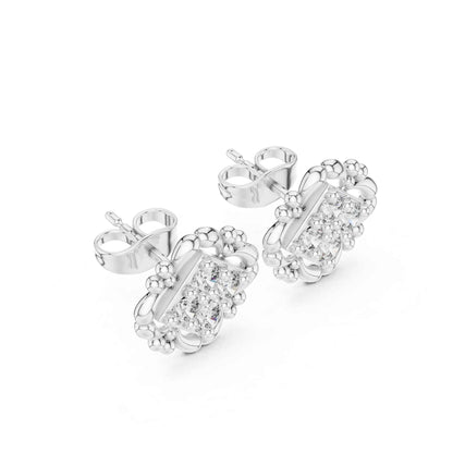 Floral Lab Grown Diamond Cluster Stud Earrings