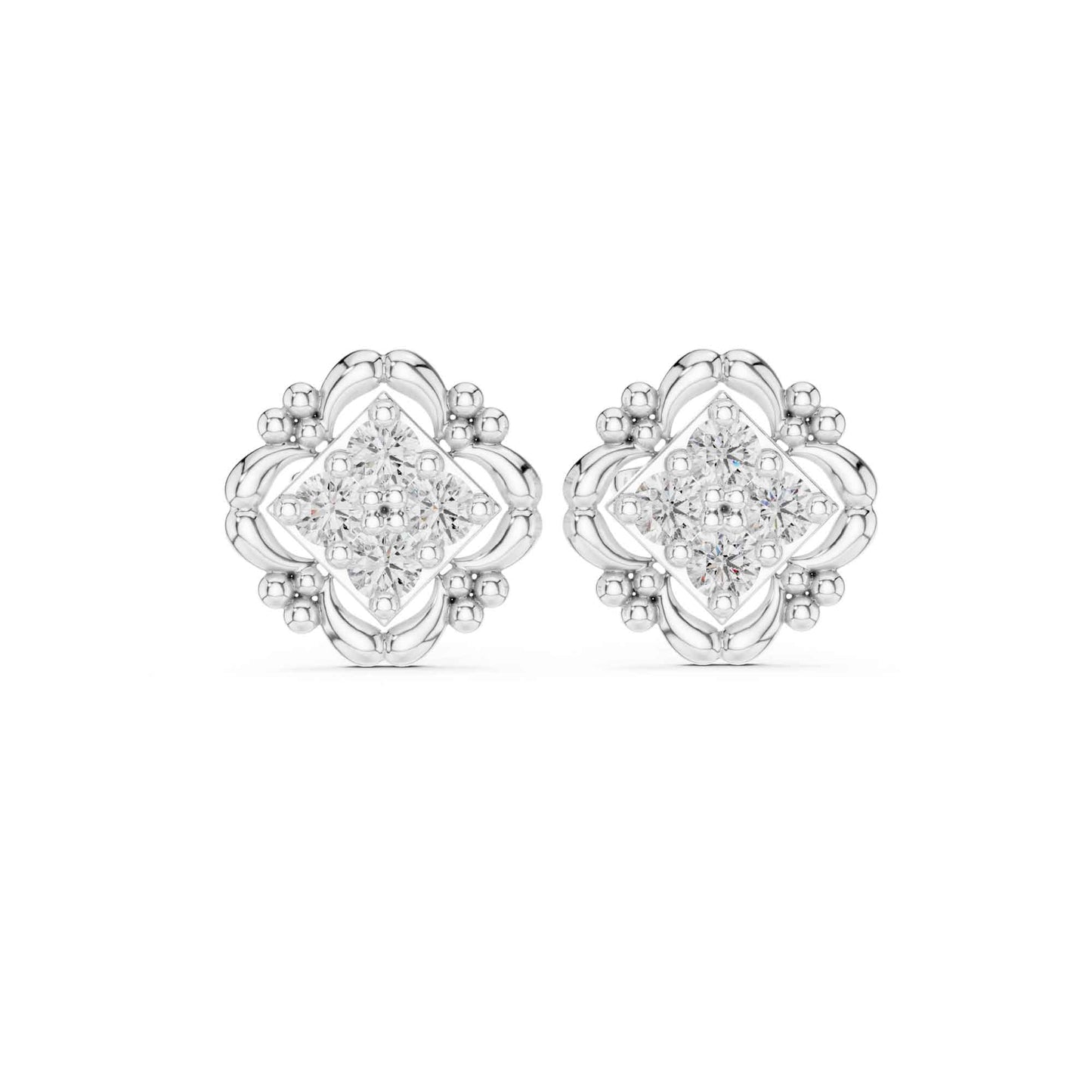 Floral Lab Grown Diamond Cluster Stud Earrings