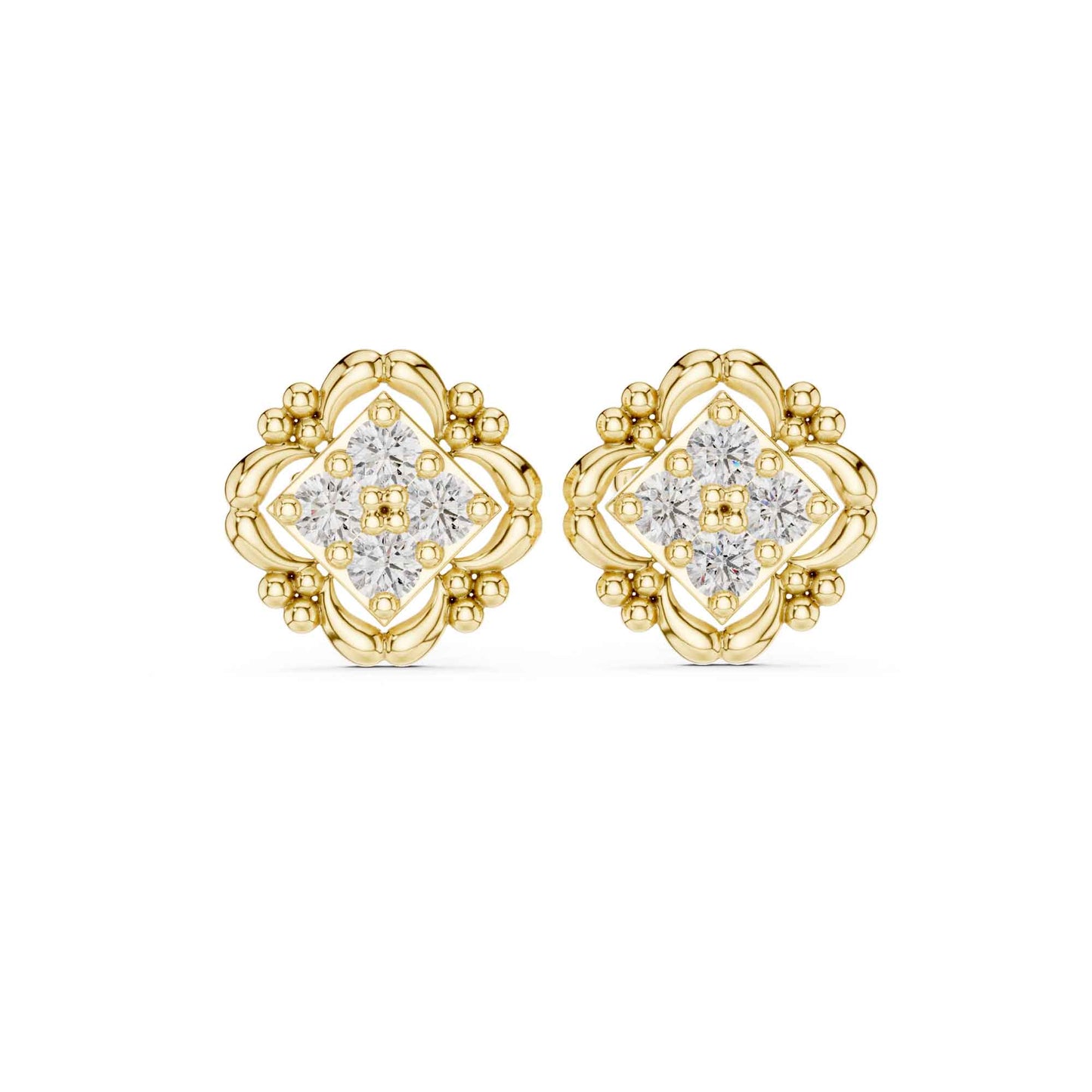 Floral Lab Grown Diamond Cluster Stud Earrings