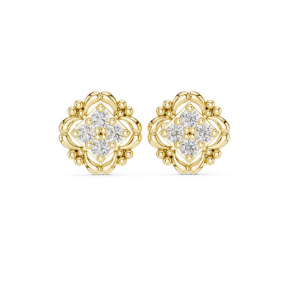 Floral Lab Grown Diamond Cluster Stud Earrings