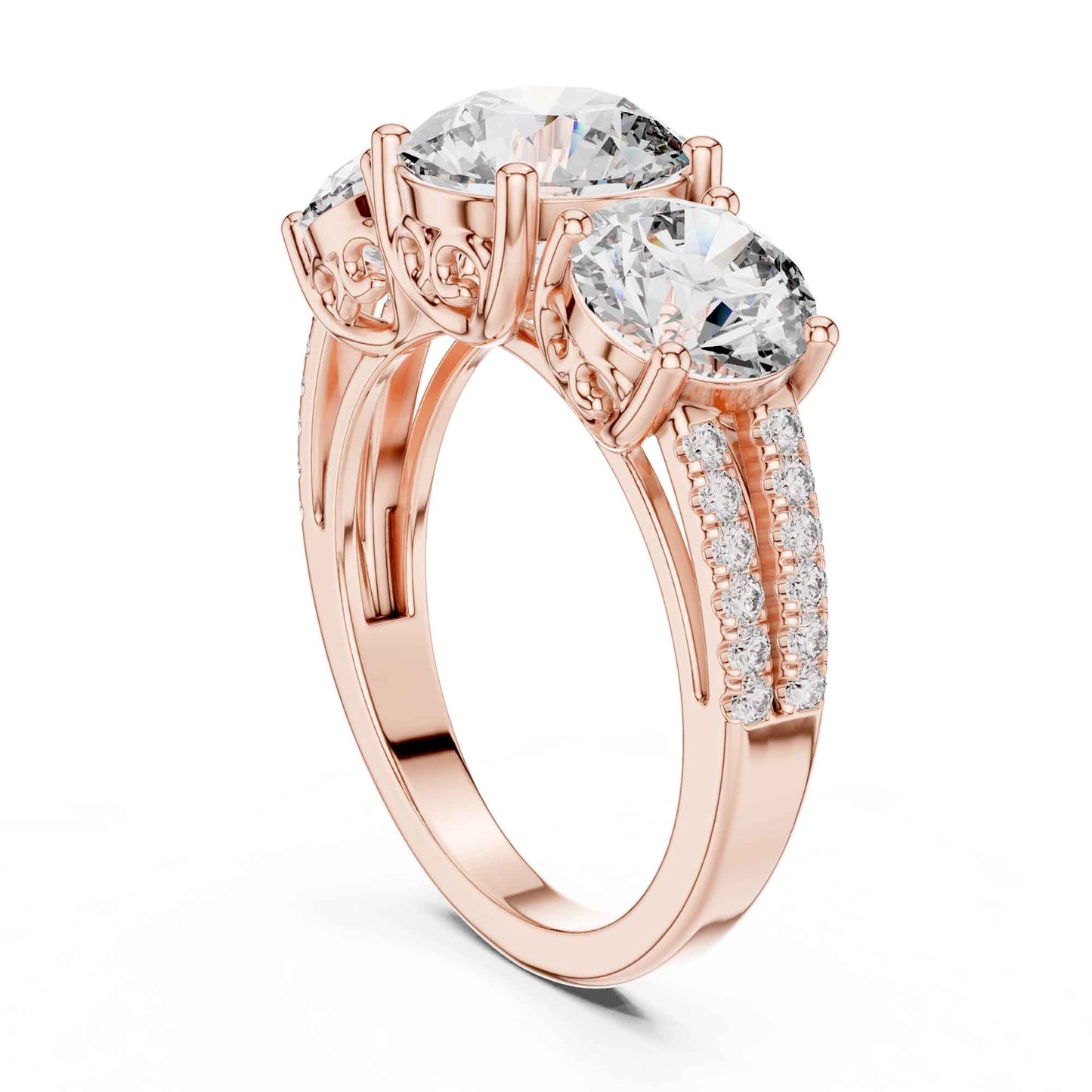 2 Carat Round Brilliant Three-Stone Diamond Ring