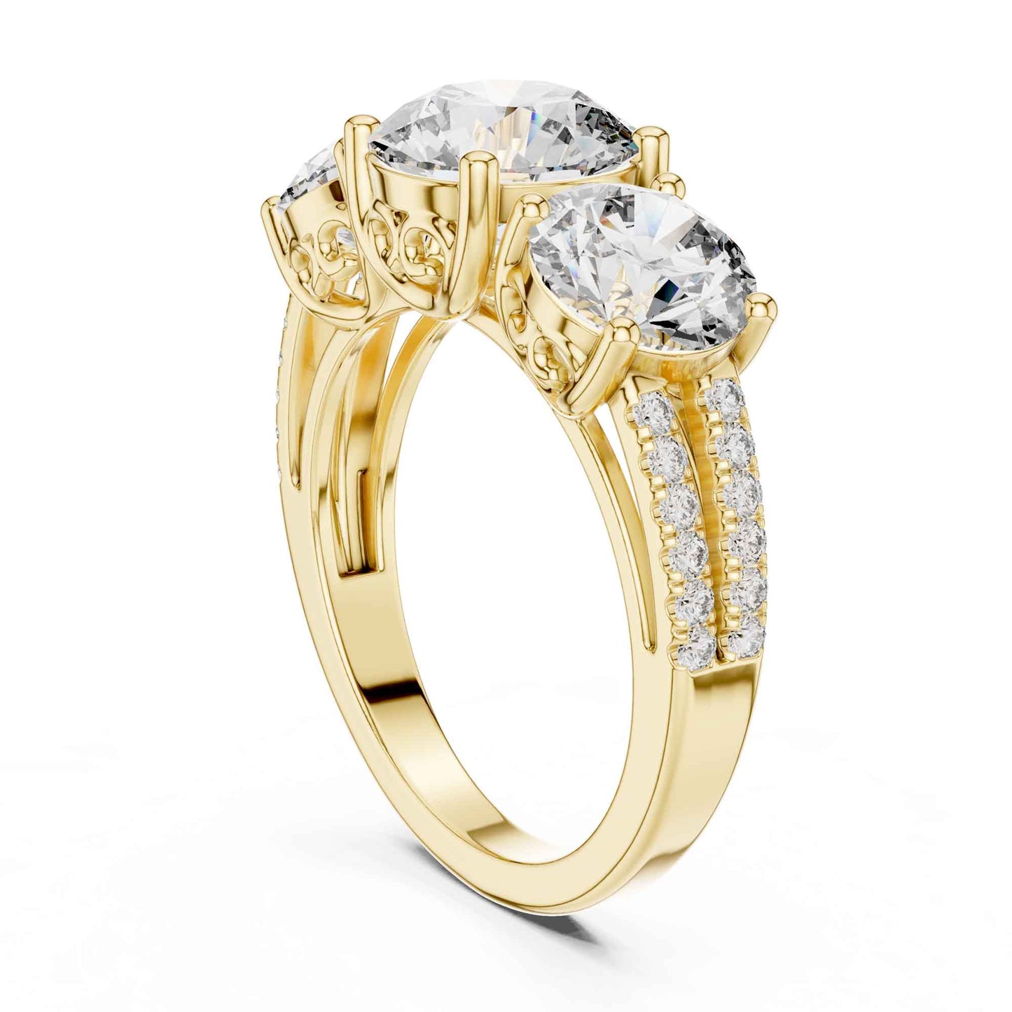2 Carat Round Brilliant Three-Stone Diamond Ring