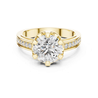 1.5 Carat Round Brilliant Solitaire Diamond Ring with Pavé Band