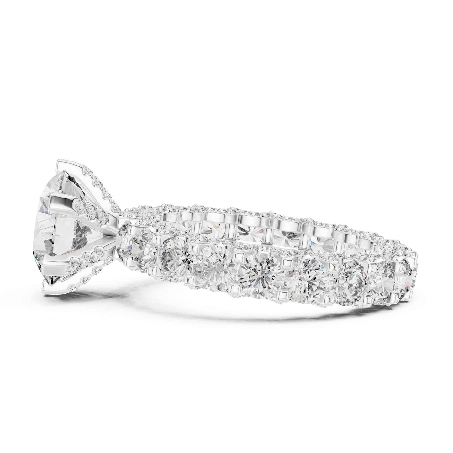 2 Carat Round Brilliant Diamond Engagement Ring with Eternity Pavé Band