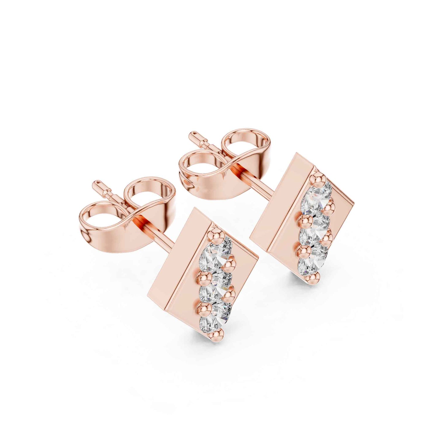 Geometric Lab Grown Diamond Bar Stud Earrings