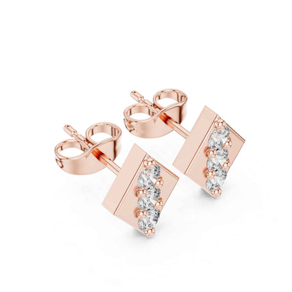 Geometric Lab Grown Diamond Bar Stud Earrings
