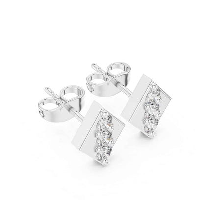 Geometric Lab Grown Diamond Bar Stud Earrings