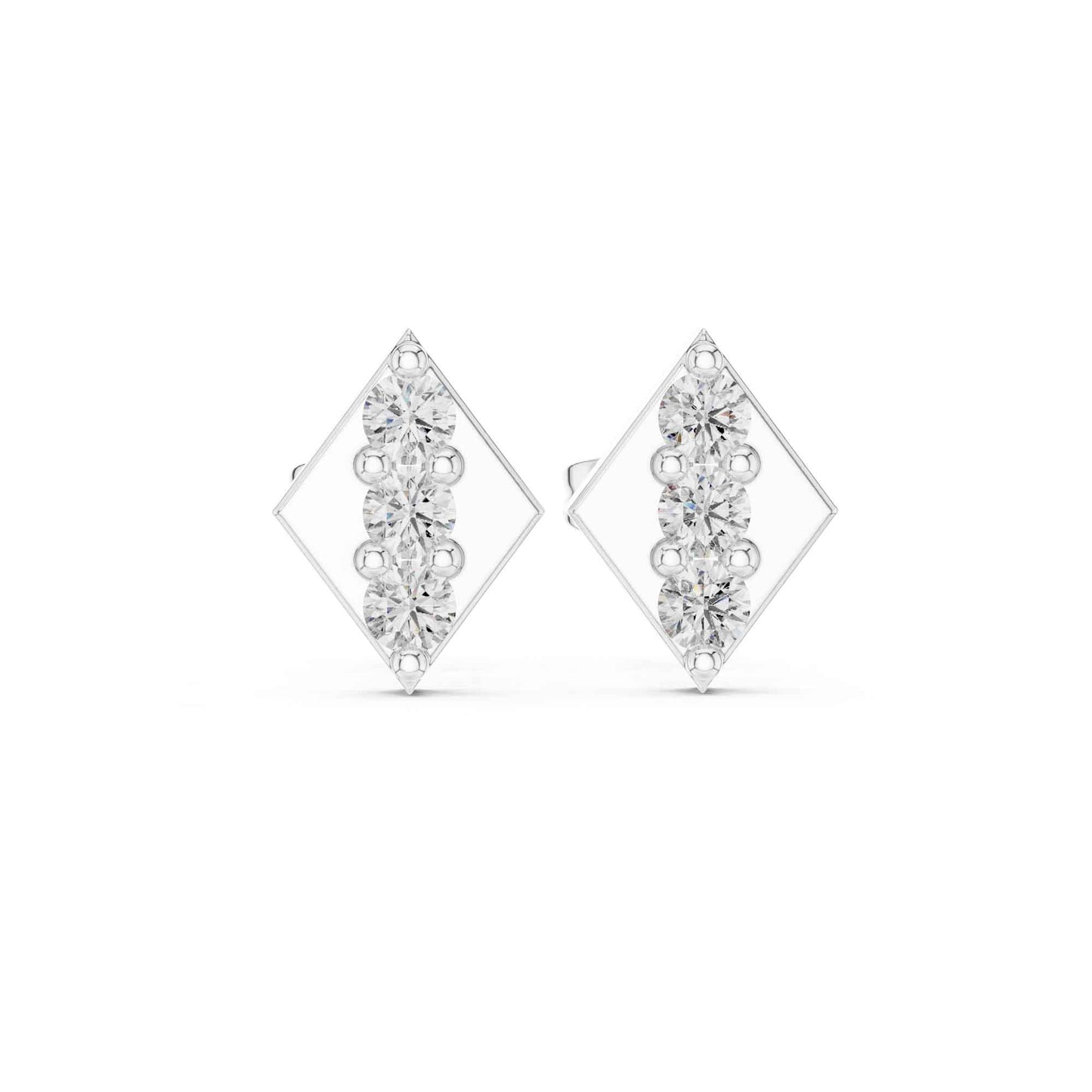 Geometric Lab Grown Diamond Bar Stud Earrings