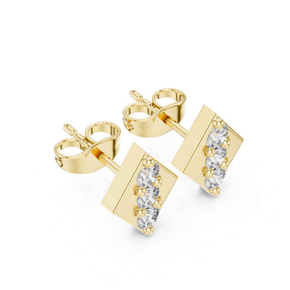 Geometric Lab Grown Diamond Bar Stud Earrings