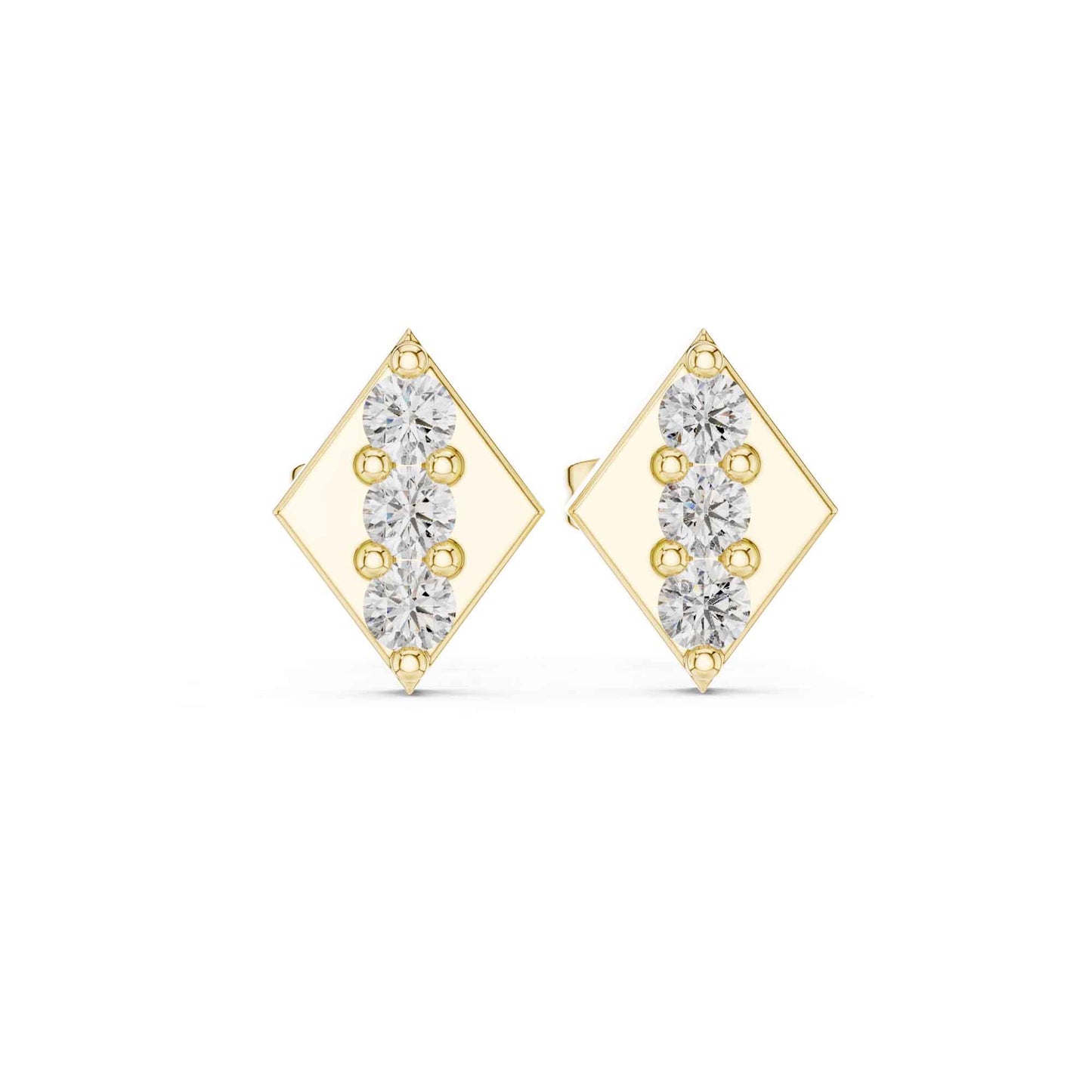 Geometric Lab Grown Diamond Bar Stud Earrings