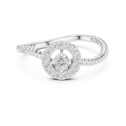 Round Halo Diamond Ring with Twisted Rope Band