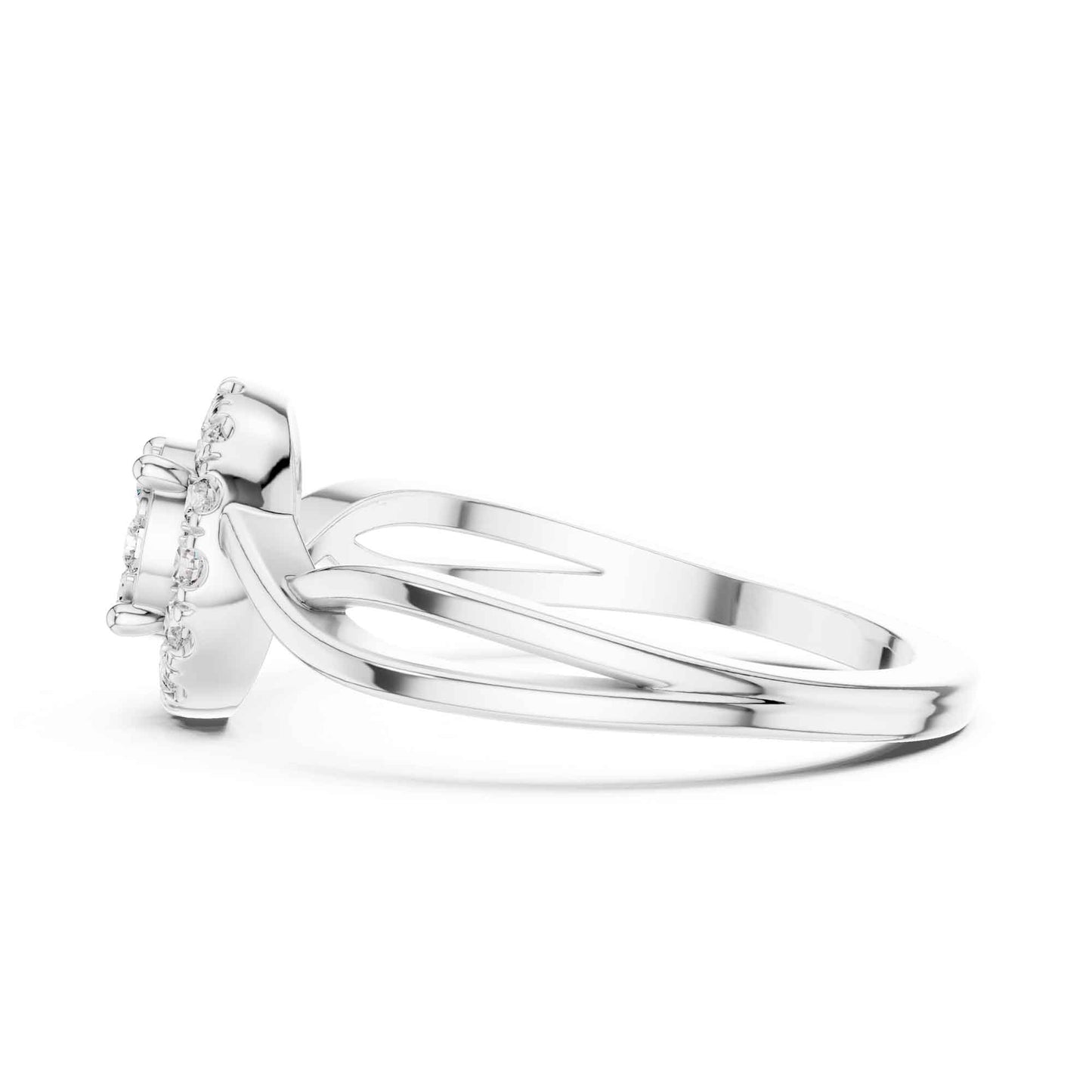 Round Diamond Halo Ring with Twisted Band