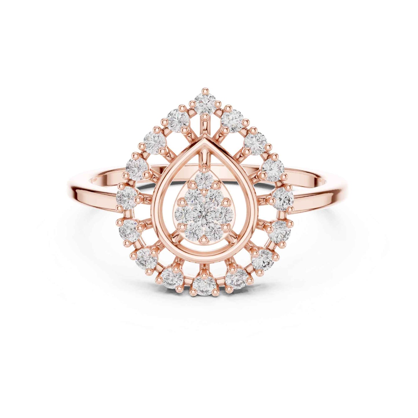 Round Cut Diamond Halo Engagement Ring with Openwork Design