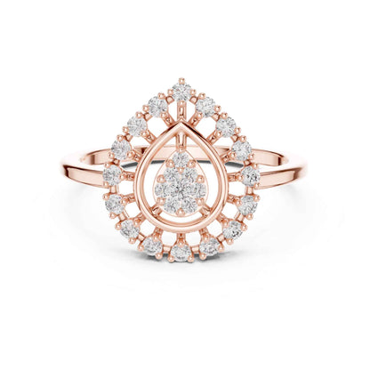 Round Cut Diamond Halo Engagement Ring with Openwork Design