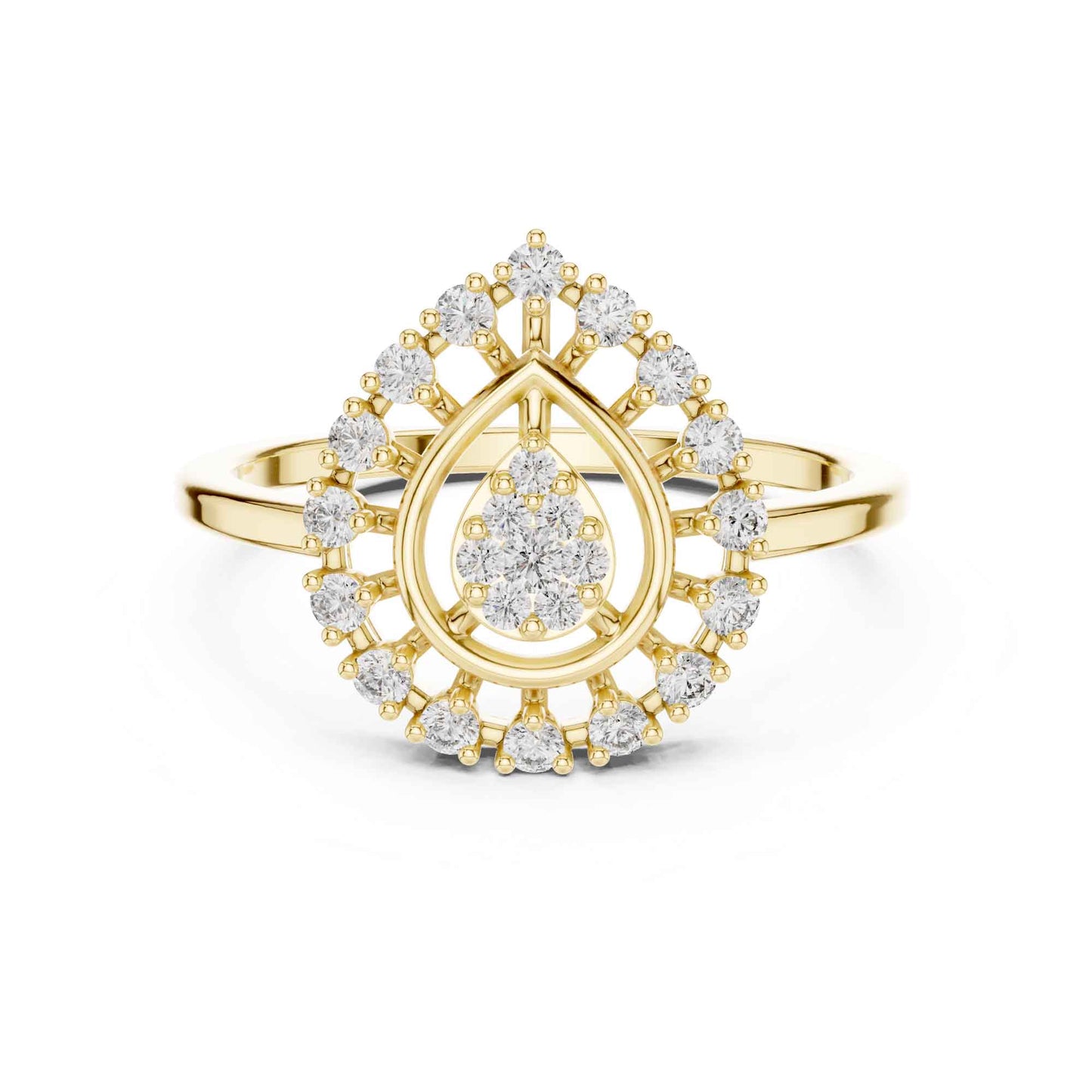 Round Cut Diamond Halo Engagement Ring with Openwork Design